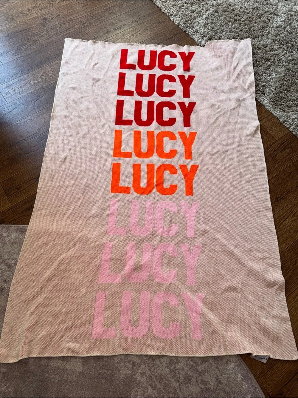 Baublebar LUCY Name Orange Pink 38x56 Throw Blanket